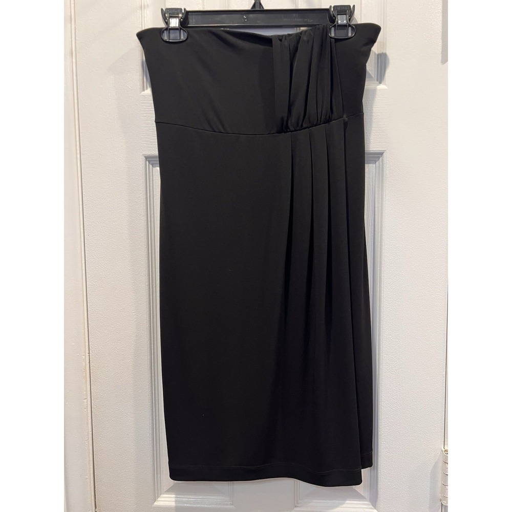 Ann Taylor Black Strapless Faux Wrap Ruched Cocktail Dress - Size SP Petite(4-6)